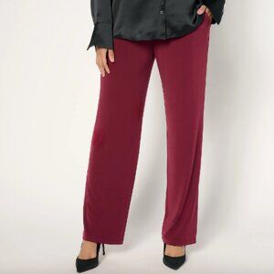 Susan Graver REG Liquid Knit Wide-Leg Pull-On Pants , Wine Sz XL a467766 defect